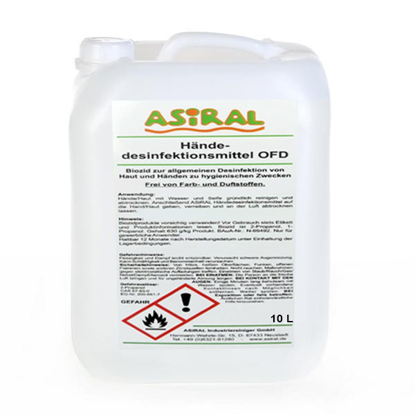 ASiRAL Händedesinfektionsmittel OFD | 10 Liter alkoholisches Desinfektionsmittel