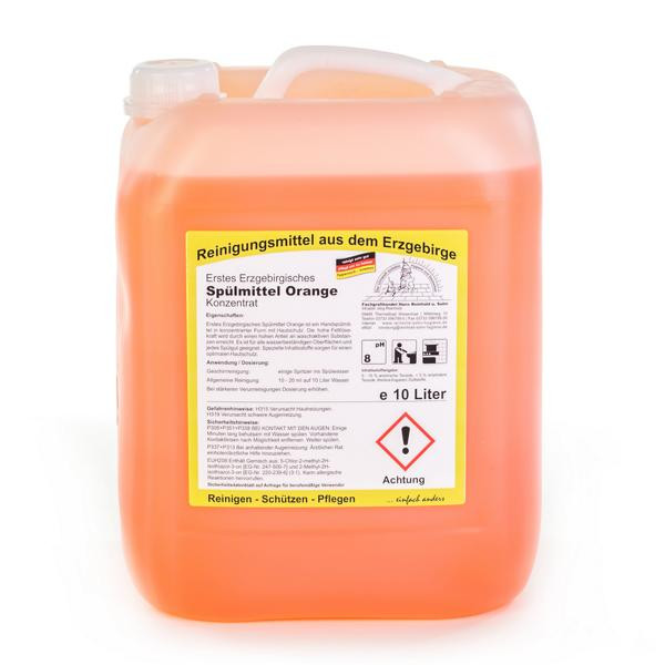 10 Liter Erstes Erzgebirgisches Spülmittel mit Orange, Konzentrat, Handspülmittel mit Hautschutz