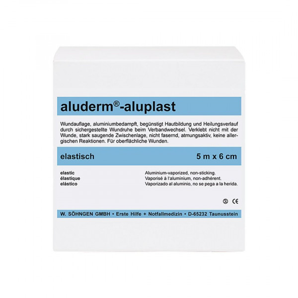 Söhngen® aluderm®-aluplast elastisches Pflaster aufgerollt | 5 m x 6 cm