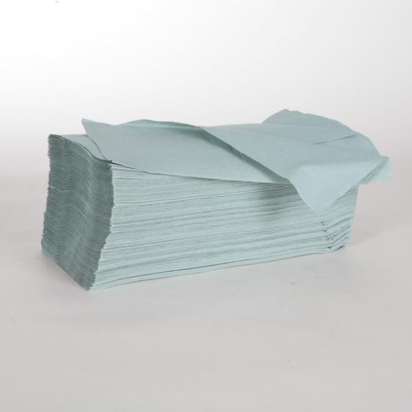 1 Karton Papierhandtücher 1-lagig, VORTEILSPACK 5.000 Blatt/Karton, 25 x 23 cm, Zick-Zack-Falz, grün