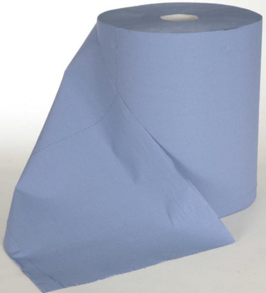 2 Rollen Papierhandtücher Außenabrollung 2-lagig, Zellstoff blau, perforiert, 2 Rollen/Sack