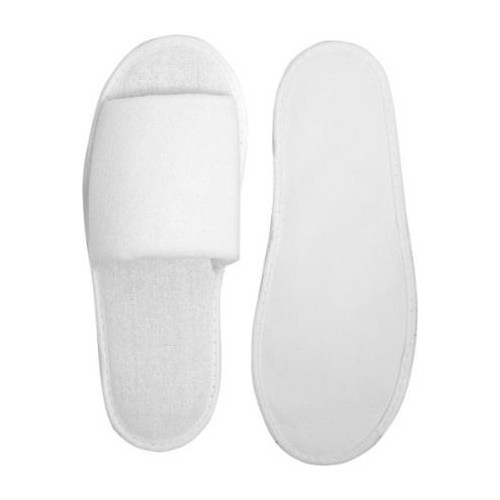 100 Paar Badeslipper, MEGAPACK Frottee-Badeslipper, weiss, offen, mit Vliessohle