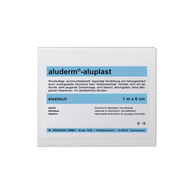 aluderm® -aluplast elastisch, 1 m x 6 cm | 10 Stück einzeln eingesiegelt | Wundverbandpflaster in 1