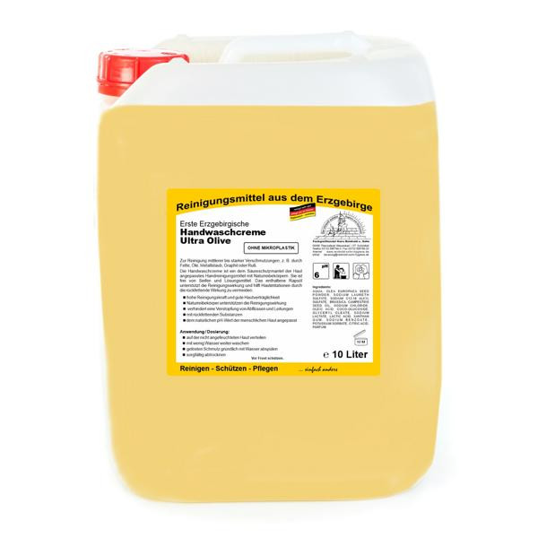 10 Liter Erste Erzgebirgische Handwaschcreme Ultra Olive | Handreinigungsmittel ohne Mikroplastik