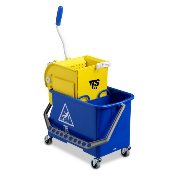 Reinigungswagen "Double Bucket" | 20 Liter Eimerfahrwagen mit Trennwand, mit Presse