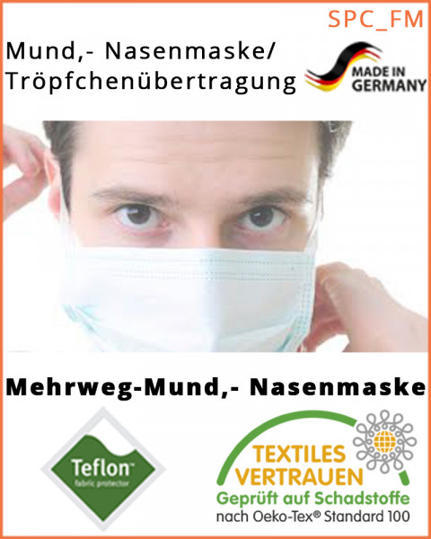 1 Stück Mundschutz, textile Mund-Nasenmaske, Behelfsmaske, weiß